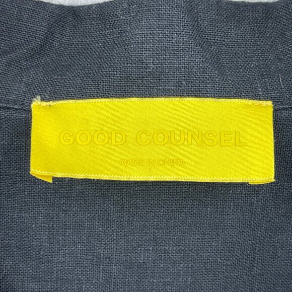 Good Counsel Black 100% Linen Short Sleeve Button Front Shirt - Picture 5 of 9